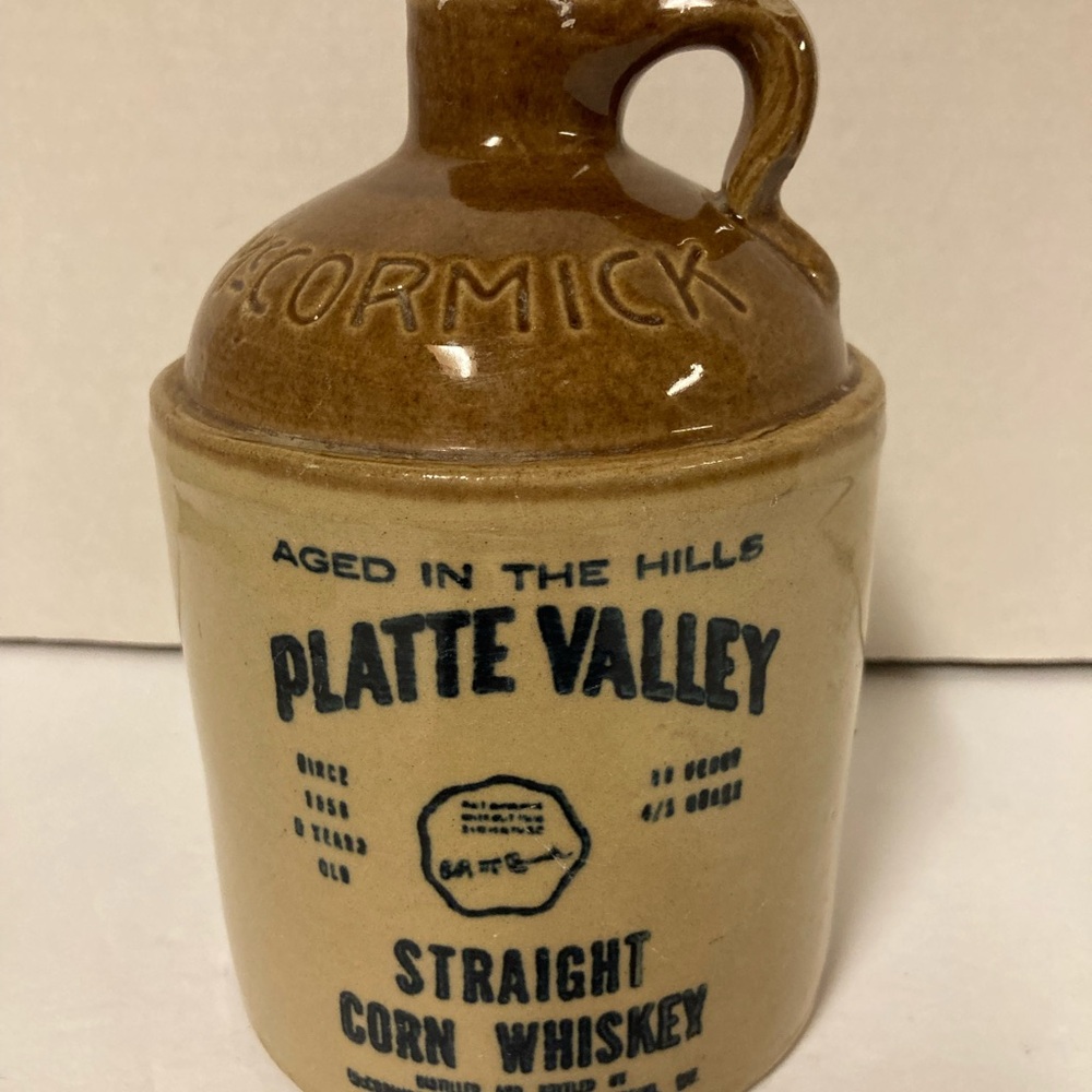 Vtg McCormick Platte Valley Straight Corn Whiskey Crock Jug USA 11-D16 168-1973